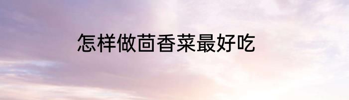 怎样做茴香菜最好吃