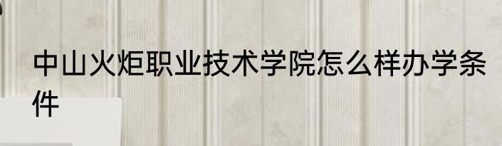 中山火炬职业技术学院怎么样办学条件