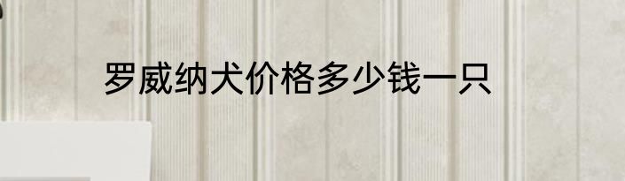 罗威纳犬价格多少钱一只