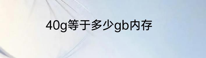 40g等于多少gb内存
