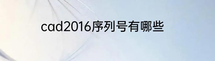 cad2016序列号有哪些