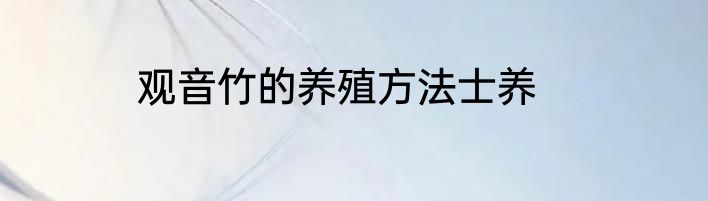 观音竹的养殖方法士养