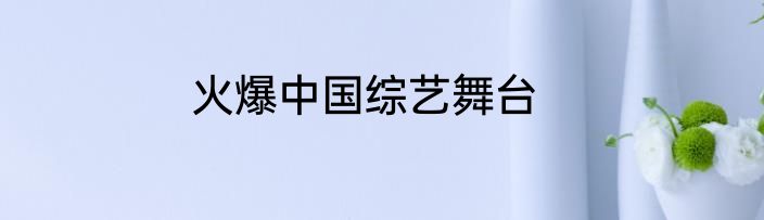 火爆中国综艺舞台