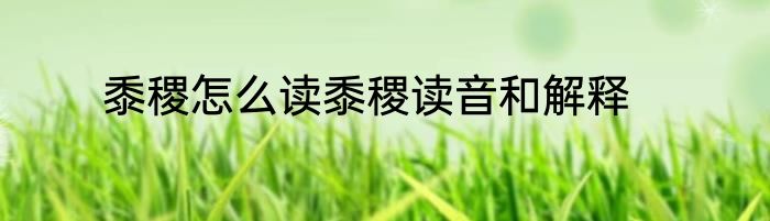 黍稷怎么读黍稷读音和解释