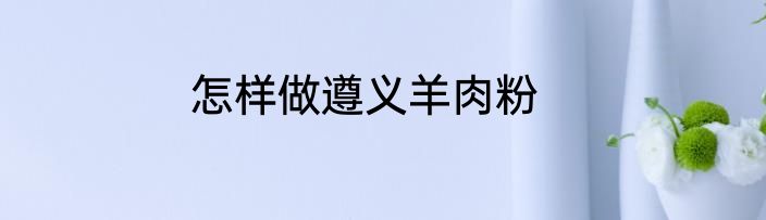 怎样做遵义羊肉粉