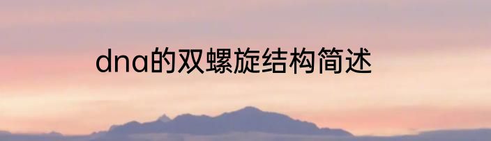 dna的双螺旋结构简述