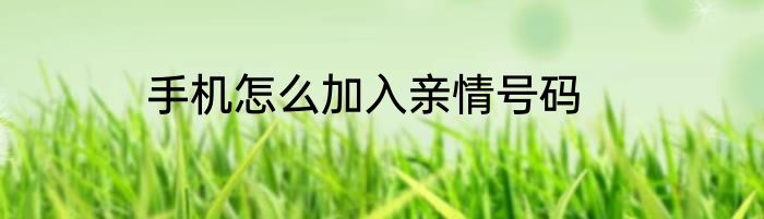 手机怎么加入亲情号码