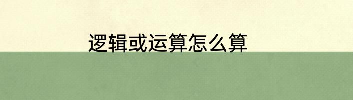 逻辑或运算怎么算