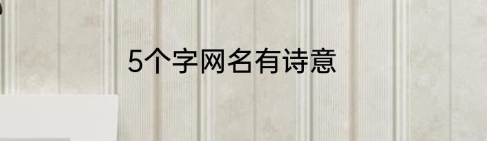 5个字网名有诗意