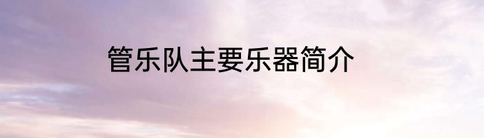 管乐队主要乐器简介