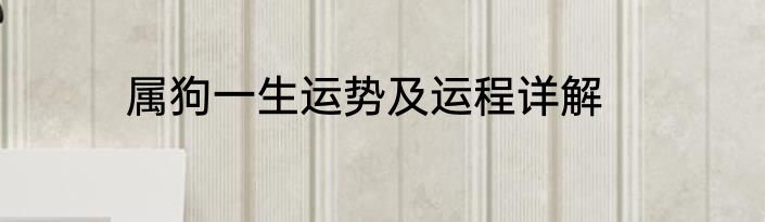 属狗一生运势及运程详解