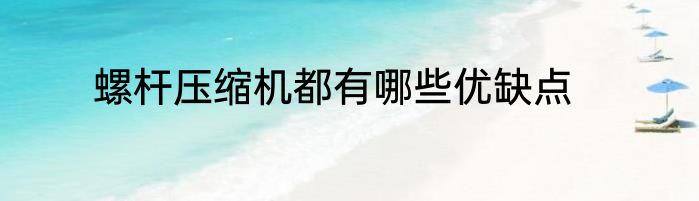 螺杆压缩机都有哪些优缺点