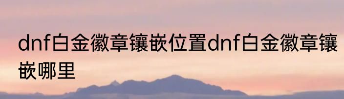 dnf白金徽章镶嵌位置dnf白金徽章镶嵌哪里