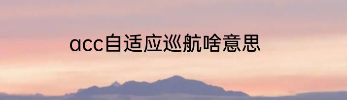 acc自适应巡航啥意思