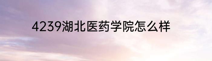 4239湖北医药学院怎么样