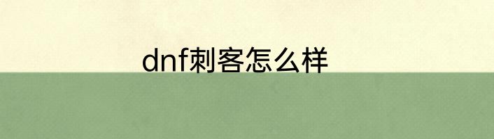 dnf刺客怎么样