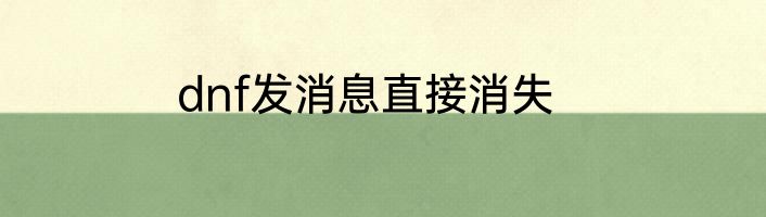 dnf发消息直接消失