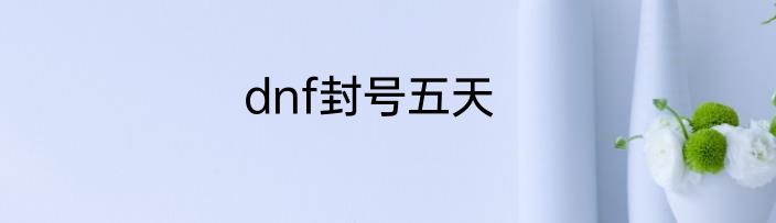 dnf封号五天