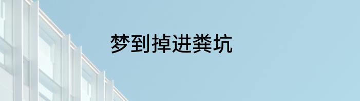 梦到掉进粪坑