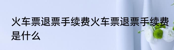火车票退票手续费火车票退票手续费是什么