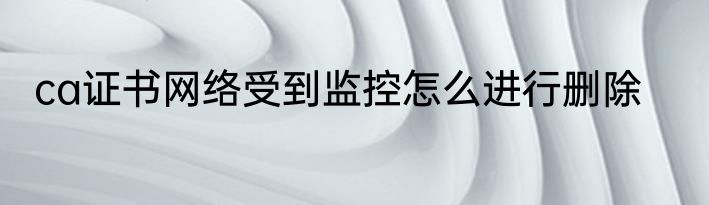 ca证书网络受到监控怎么进行删除