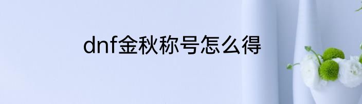 dnf金秋称号怎么得