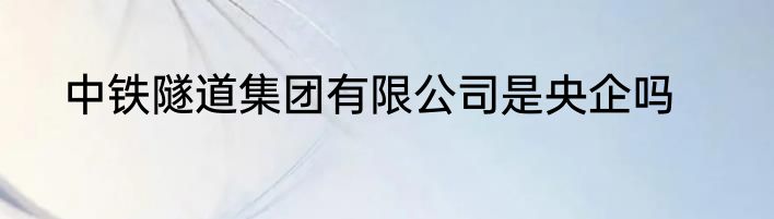 中铁隧道集团有限公司是央企吗