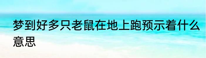 梦到好多只老鼠在地上跑预示着什么意思