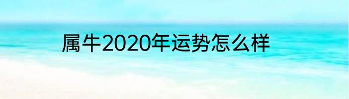 属牛2020年运势怎么样