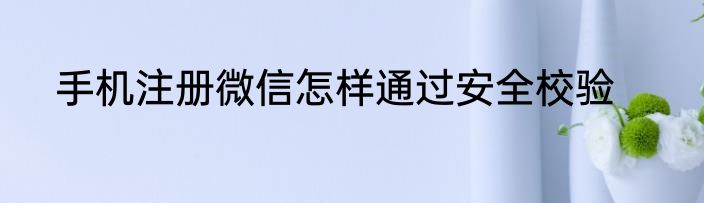 手机注册微信怎样通过安全校验
