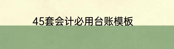45套会计必用台账模板