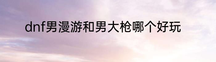 dnf男漫游和男大枪哪个好玩