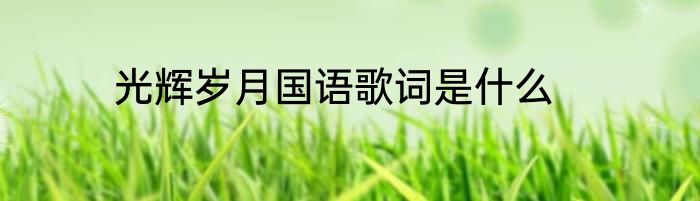 光辉岁月国语歌词是什么