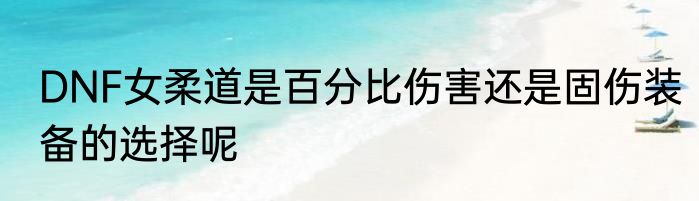 DNF女柔道是百分比伤害还是固伤装备的选择呢