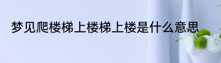 梦见爬楼梯上楼梯上楼是什么意思