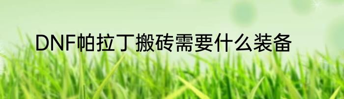 DNF帕拉丁搬砖需要什么装备