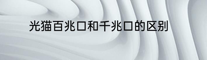 光猫百兆口和千兆口的区别