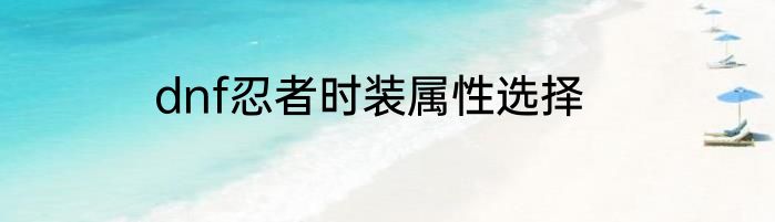 dnf忍者时装属性选择