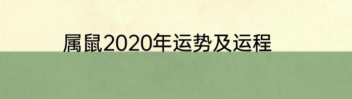 属鼠2020年运势及运程