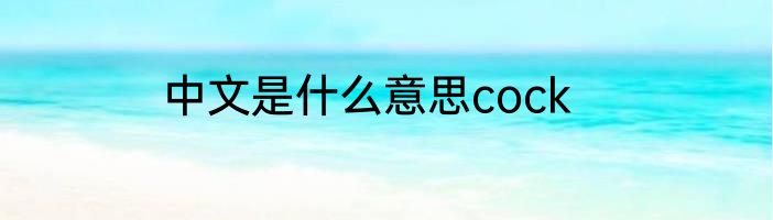 中文是什么意思cock