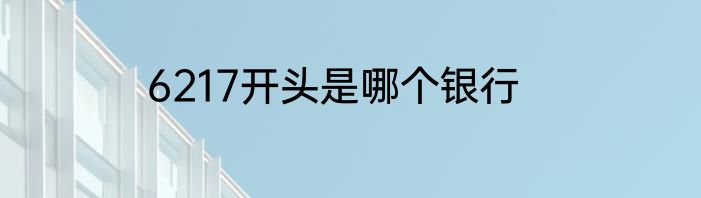 6217开头是哪个银行
