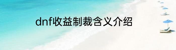 dnf收益制裁含义介绍
