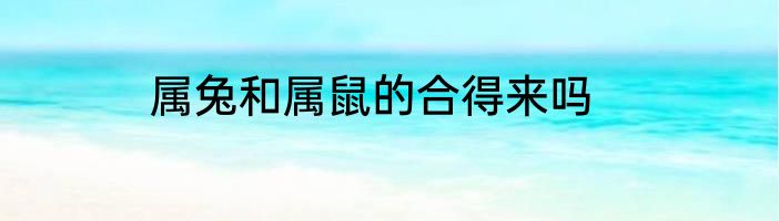 属兔和属鼠的合得来吗