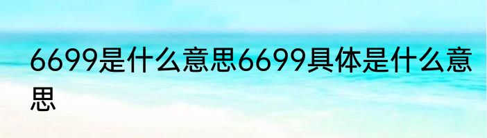 6699是什么意思6699具体是什么意思