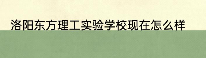 洛阳东方理工实验学校现在怎么样