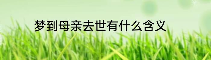 梦到母亲去世有什么含义