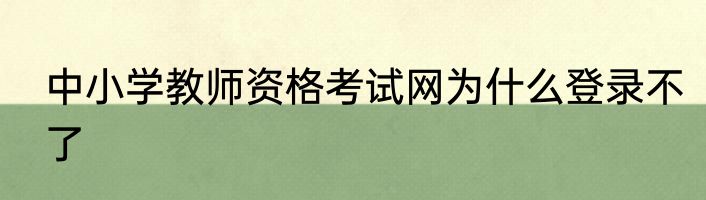 中小学教师资格考试网为什么登录不了