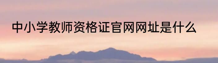 中小学教师资格证官网网址是什么