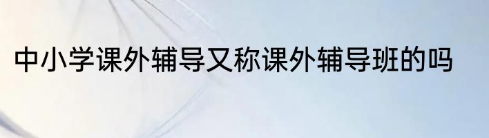 中小学课外辅导又称课外辅导班的吗