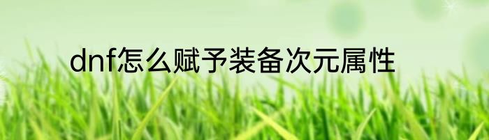 dnf怎么赋予装备次元属性